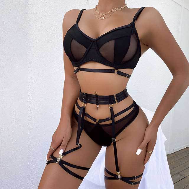 Fantasy See Through Hollow Out Lingerie Bra Set