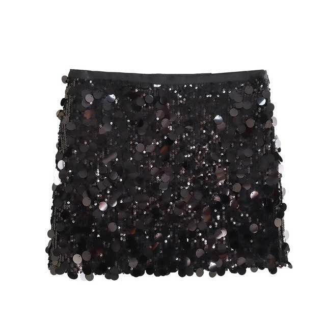 High Waist Sequin Mini Skirt