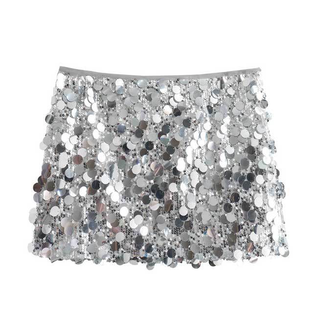 High Waist Sequin Mini Skirt