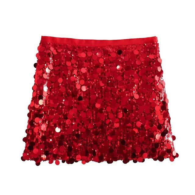 High Waist Sequin Mini Skirt