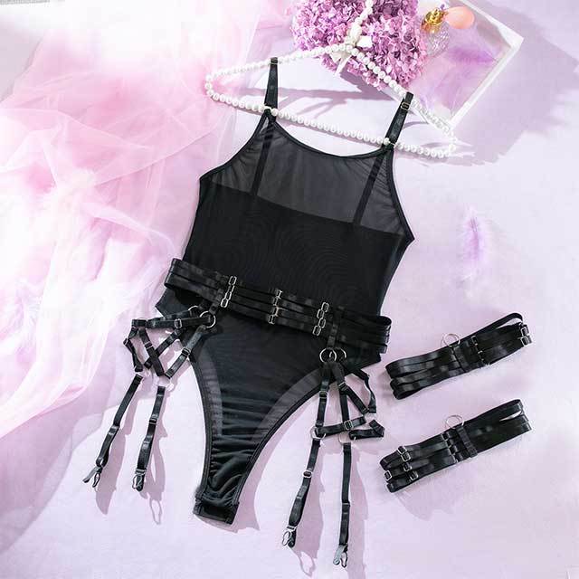 Cami Straps Sheer Mesh Garter Lingerie Teddies