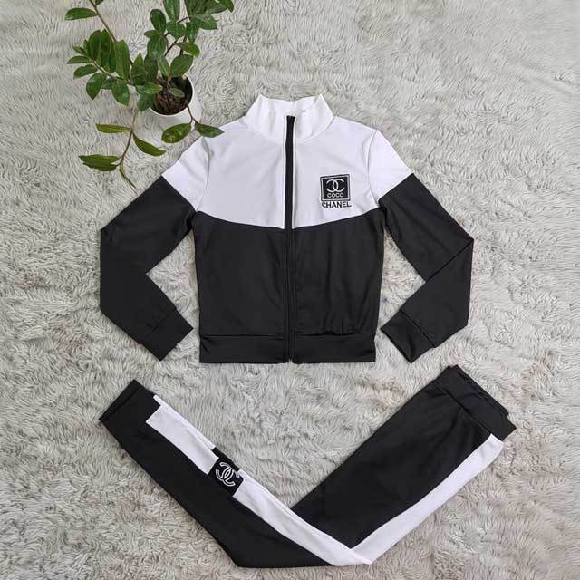 Embroidery Zipper Top Casual Jogging Suit