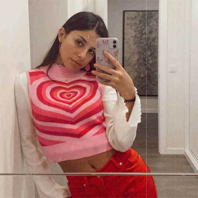 Heart Printed Knitting Tank Top