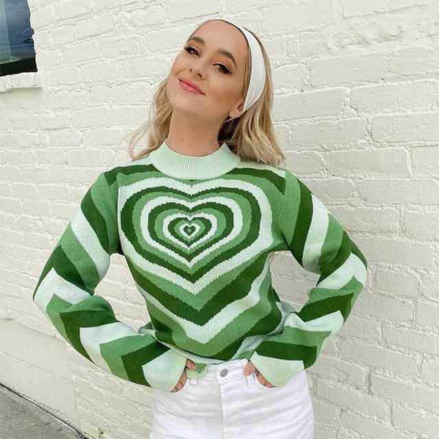 Long Sleeve Knitting Heart Sweater