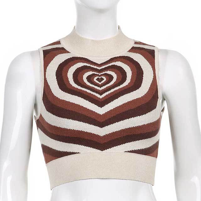 Heart Printed Knitting Tank Top