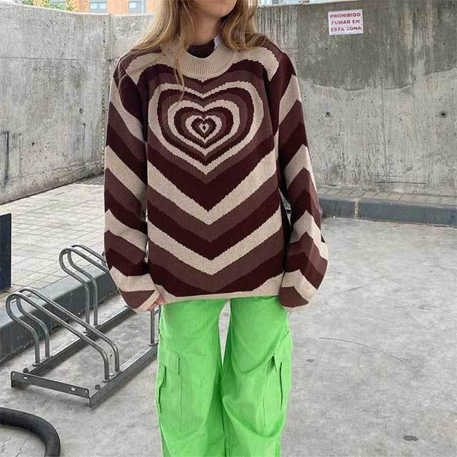 Long Sleeve Knitting Heart Sweater