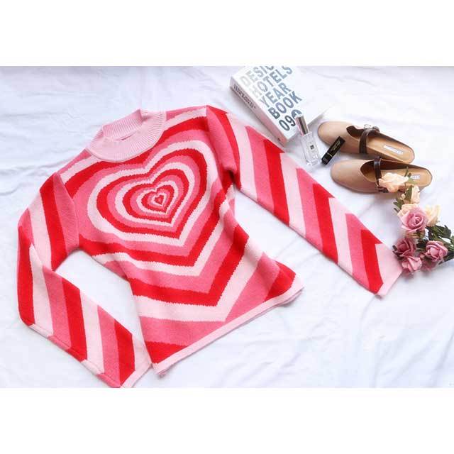 Long Sleeve Knitting Heart Sweater
