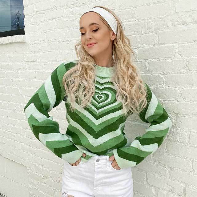Long Sleeve Knitting Heart Sweater