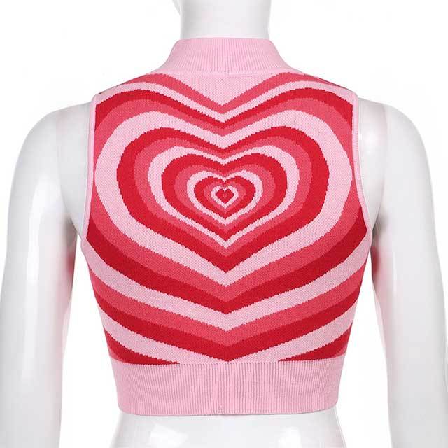 Heart Printed Knitting Tank Top