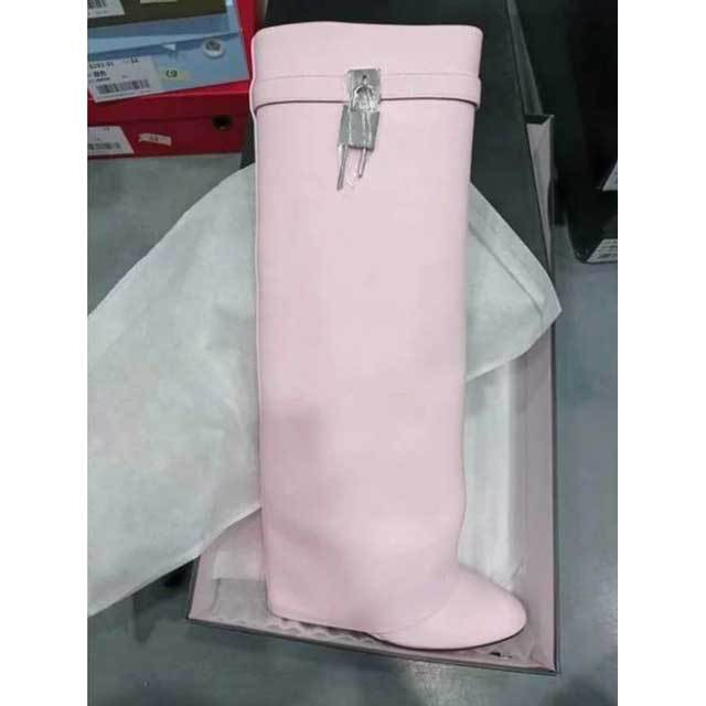 Shark Lock Wide-fit Leather Knee-high Boots