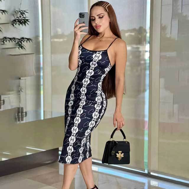 Printed Cami Slit Dress