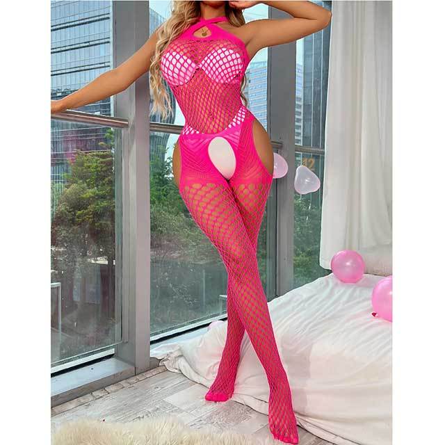 Halter Neck Fishnet Lingerie Bodystocking