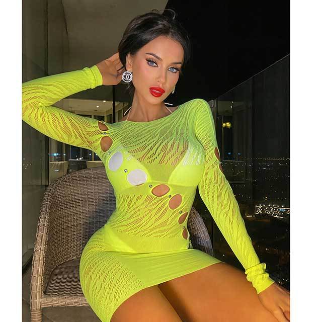 Romantic Night Hollow Out Lace Lingerie Dress
