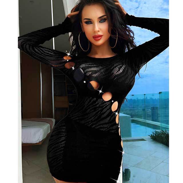 Romantic Night Hollow Out Lace Lingerie Dress