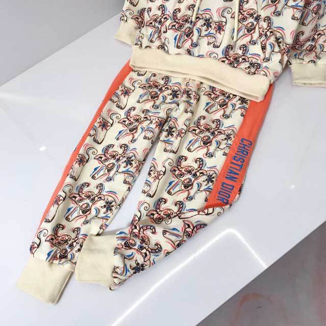 Printed Hooded Sweatshirt Top Pants Set For Children