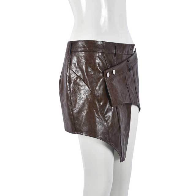 Leather Irregular Mini Skirt