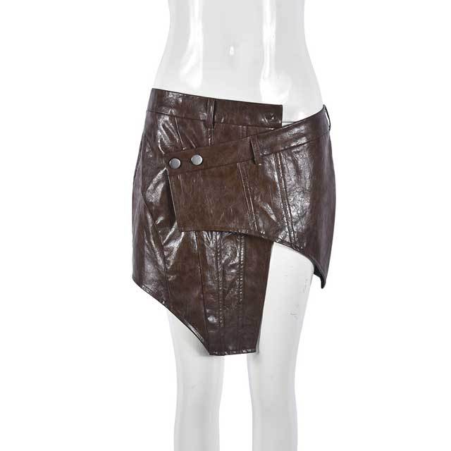 Leather Irregular Mini Skirt