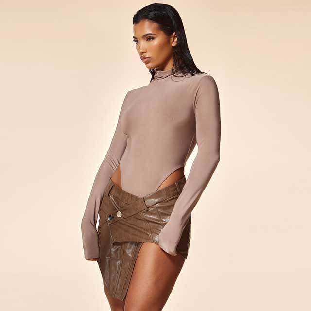 Leather Irregular Mini Skirt