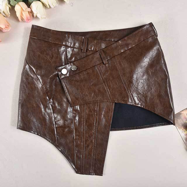 Leather Irregular Mini Skirt