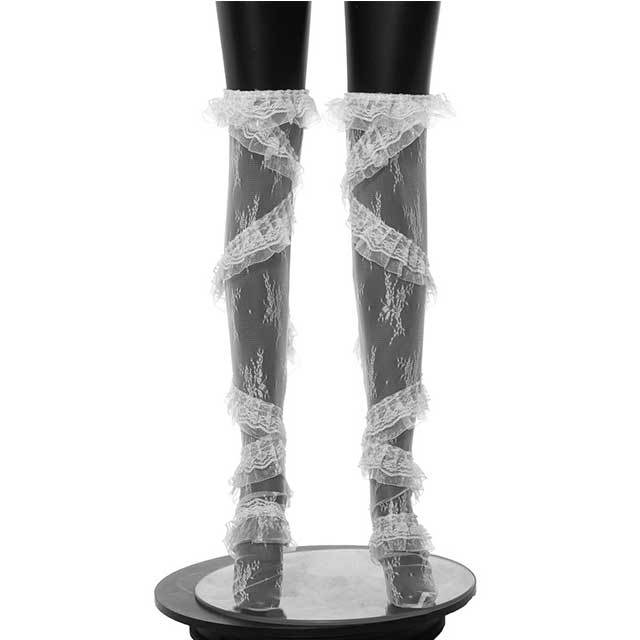 Lace Ruffle Over The Knee Socks