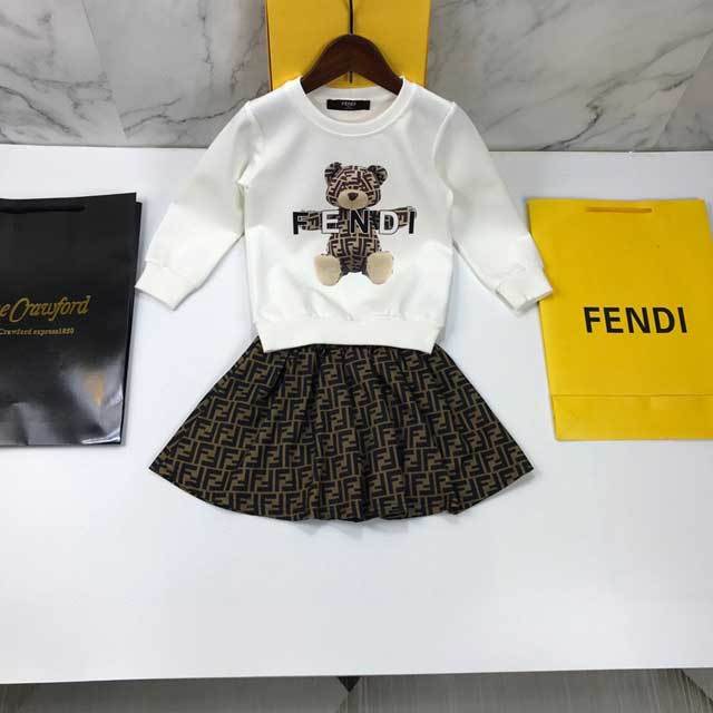 Girls Printed Sweatshirt Top Skirt Set