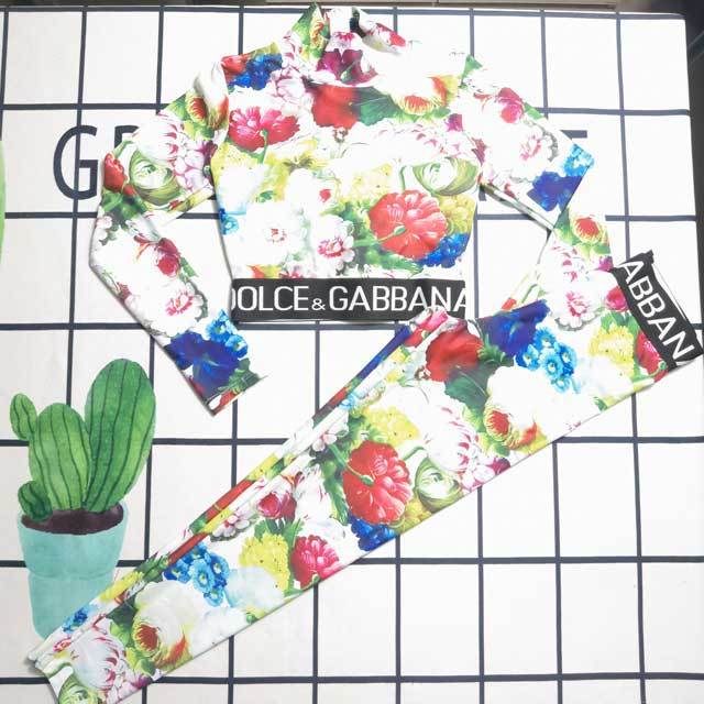Floral Print Long Sleeve Jogging Pants Suit