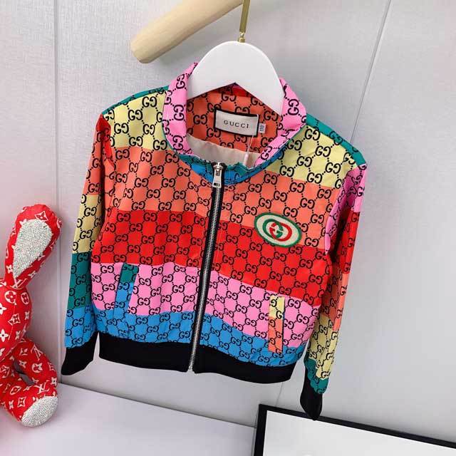 Children Printed Jacket Top Pants Set