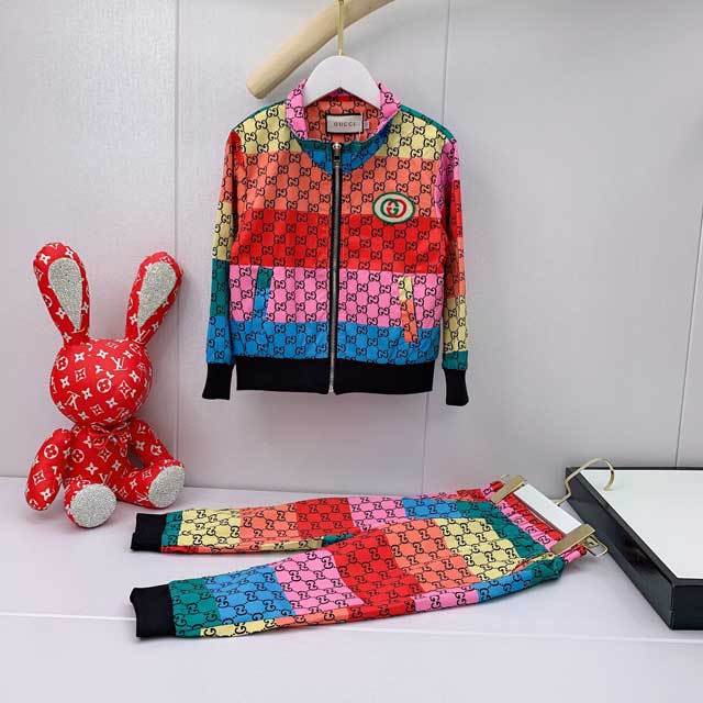 Children Printed Jacket Top Pants Set