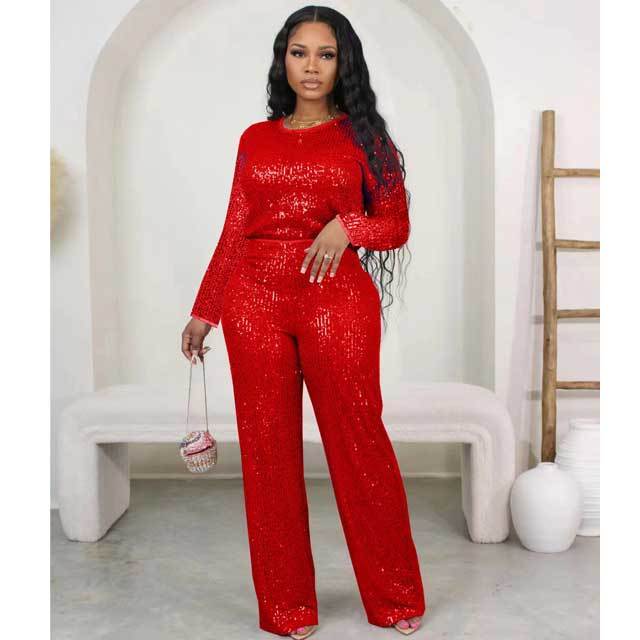 Sequin Casual Pants Set