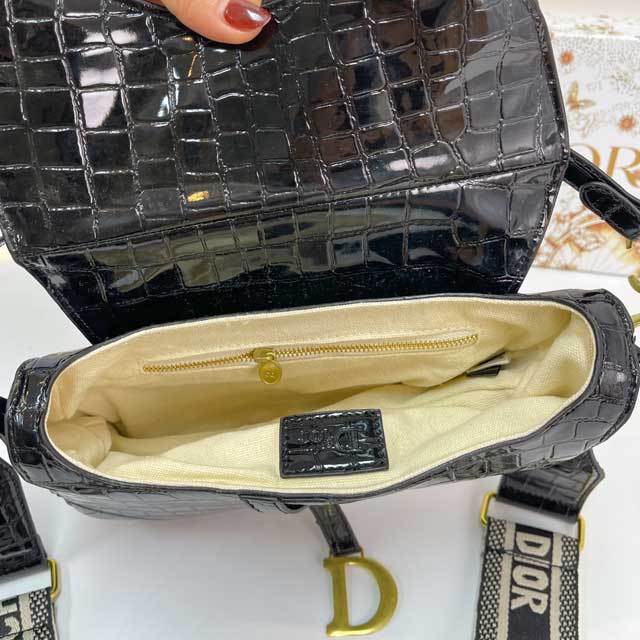 Leather Snakeskin Crossbody Saddle Bag