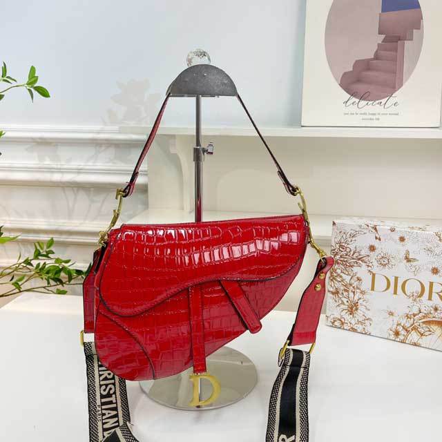 Leather Snakeskin Crossbody Saddle Bag