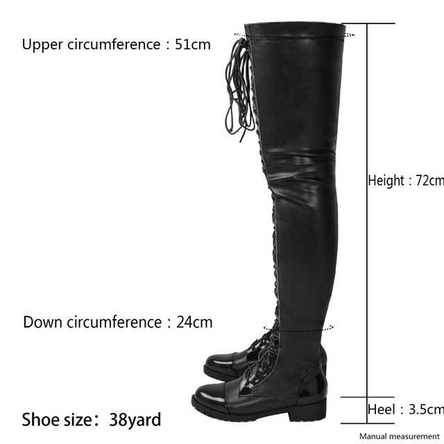 Lace-Up Leather Over Knee Boots