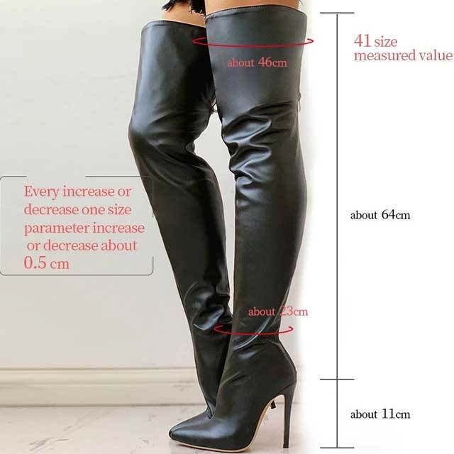 Leather Zipper Thin Heeled Over Knee Boots
