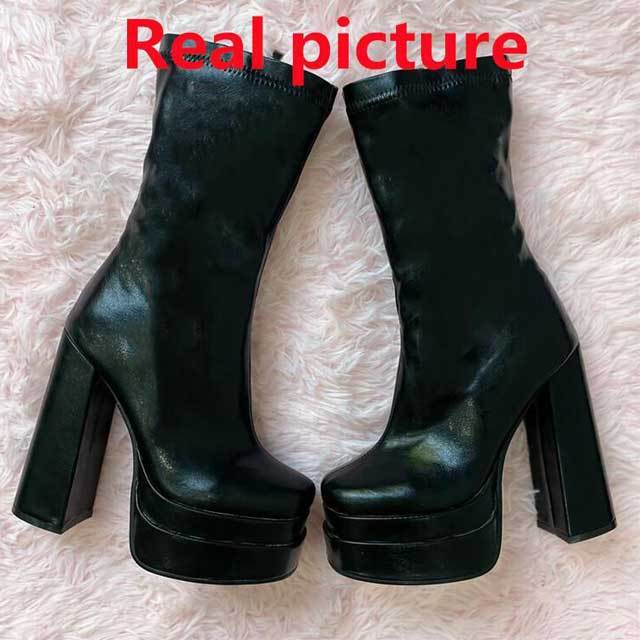 Leather Chunky Heeled Boots