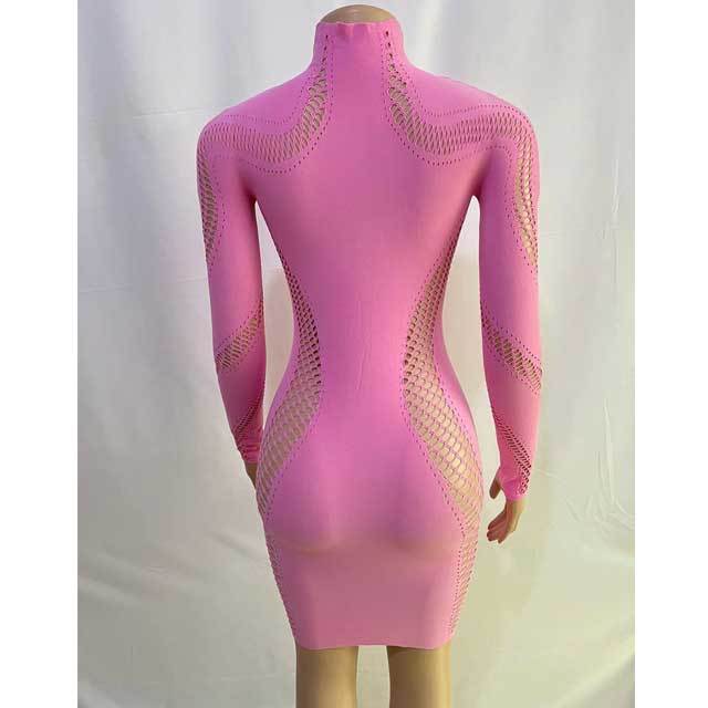 Hollow Out Long Sleeve Bodycon Lingerie Dress
