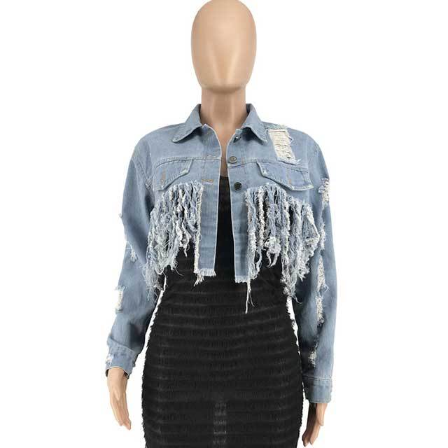 Fringe Ripped Jean Jacket