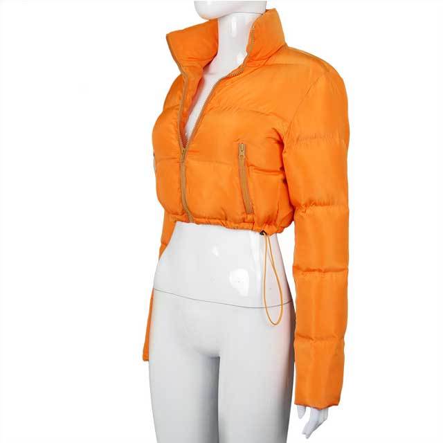 Solid Color Zipped Up Down Jacket