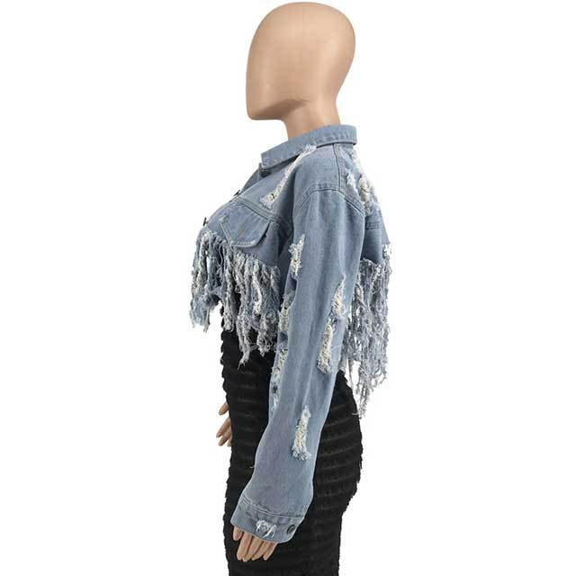 Fringe Ripped Jean Jacket