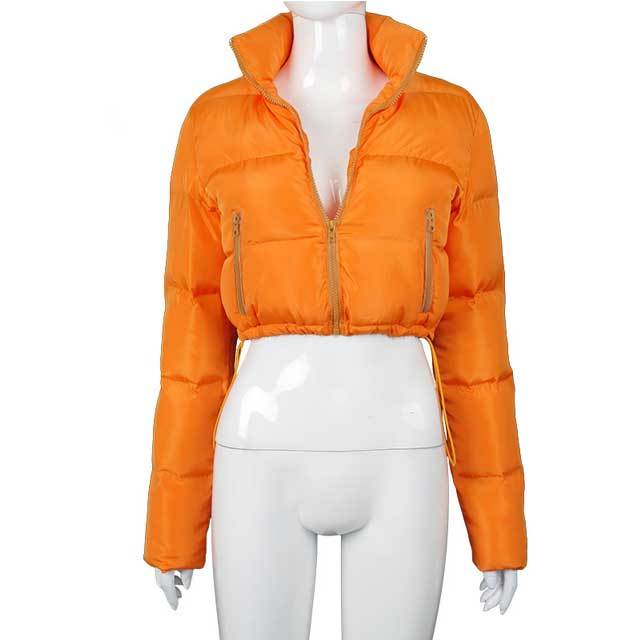 Solid Color Zipped Up Down Jacket
