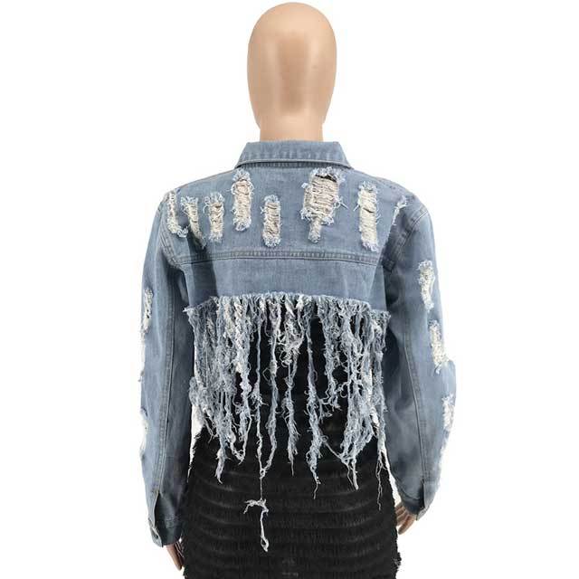 Fringe Ripped Jean Jacket