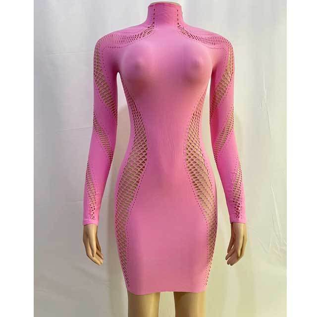 Hollow Out Long Sleeve Bodycon Lingerie Dress