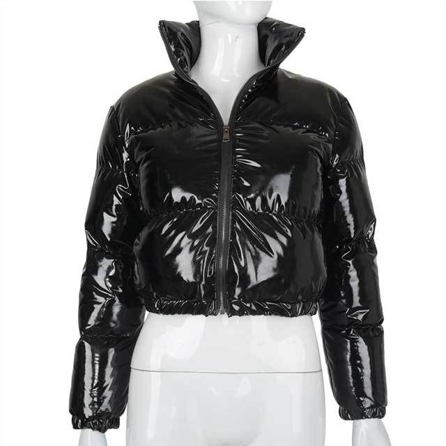 Shiny Leather Down Jacket