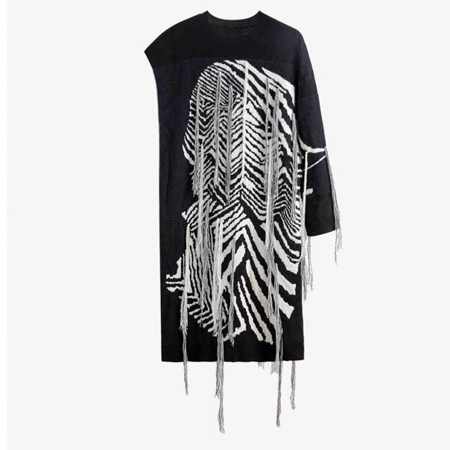 Single Sleeve Knitted Fringe Sweater