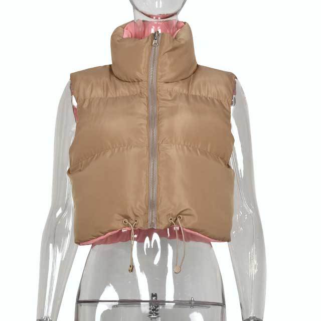 Zipper Sleeveless Down Jacket