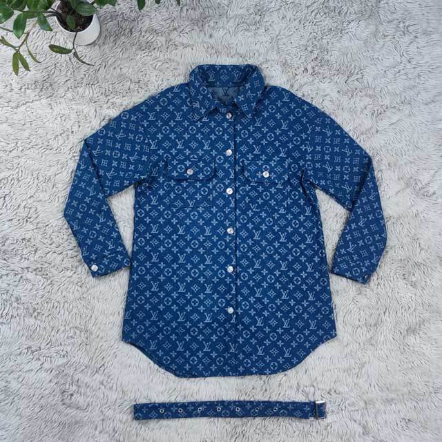 Fashion Letter Denim Shirt Dress