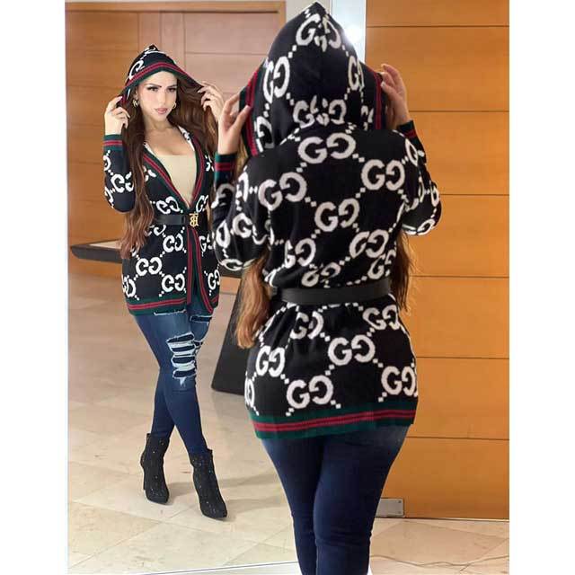 Fashion Letter Knit Cardigan Coat