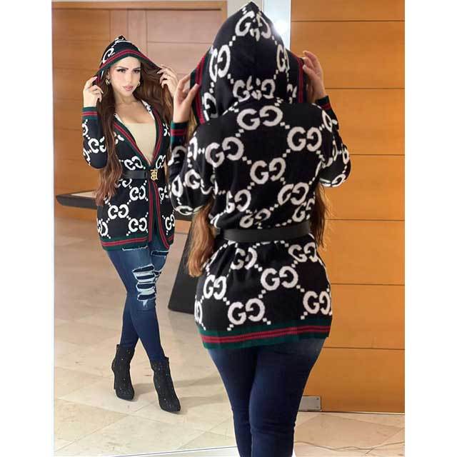 Fashion Letter Knit Cardigan Coat