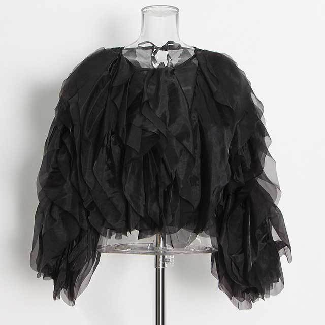 Layered Ruffle Organza Top