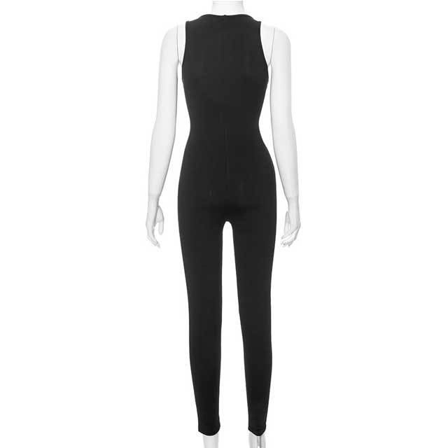 Mesh Spliced Sleeveless Jumpsuit