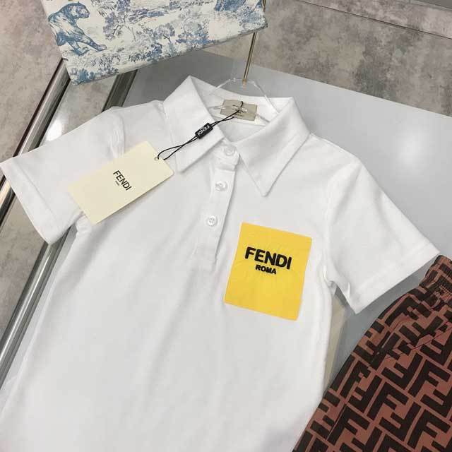 Children Fashion Polo Top Printed Short Set